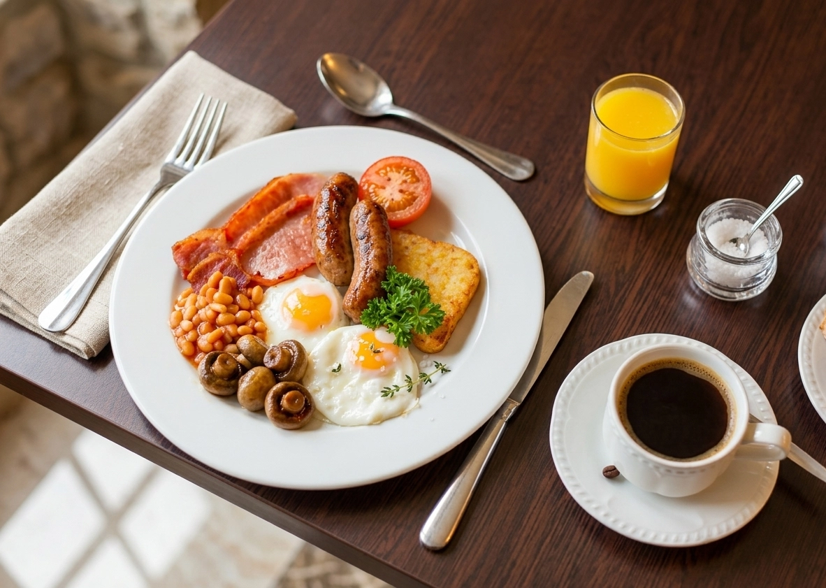 Full English breakfast served at the hotel